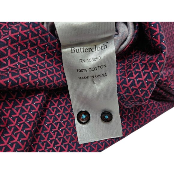 Buttercloth Geometric Flip Cuff Button Up Shirt Men's 3XL Regular Fit Red - Picture 10 of 12